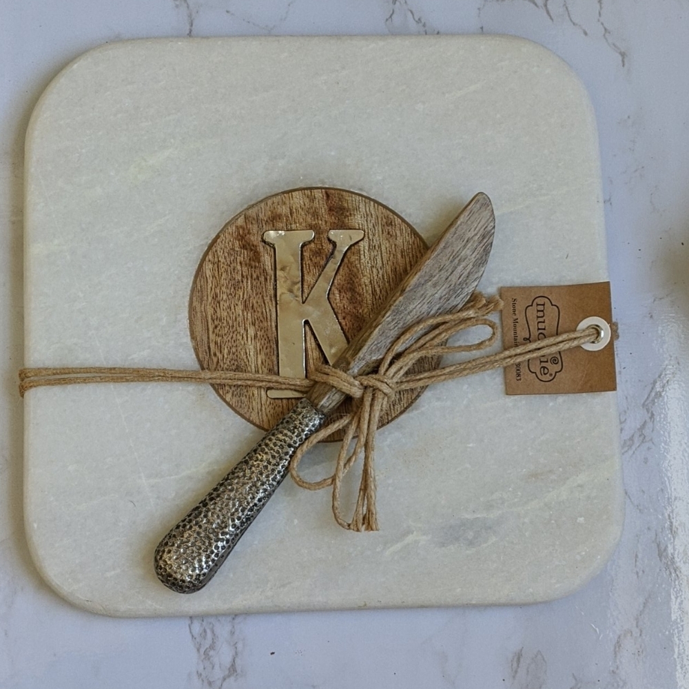 Letter 'k' marble cheese board